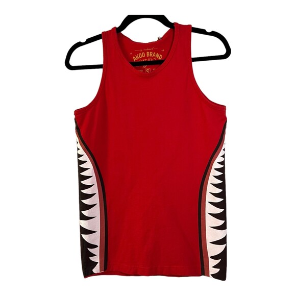 Akoo Brand Red Shark Bite Graphic Tank Top Men's Size Small - Picture 3 of 4